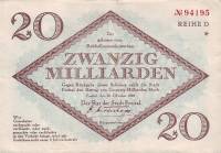 (№1923) Банкнота Германия 1923 год "20,000,000,000 Mark"