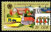 (1988-035) Марка Германия (ГДР) "Сельские танцы"    Фестиваль трудящихся, ГДР II Θ