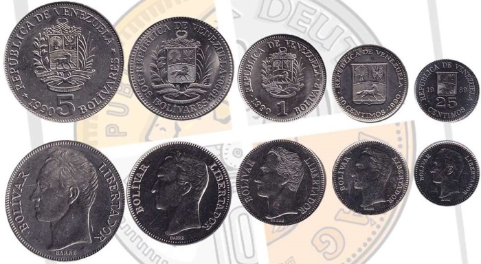 1977-1990 5 монет 25 50 сантимов 1 2 5 боливаров Набор Венесуэла Симон Боливар    UNC