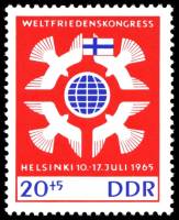 (1965-040) Марка Германия (ГДР) "Эмблема"  красная  Конгресс мира III Θ