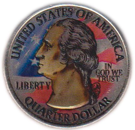 007p Монета США 2011 год 25 центов Глейшер  Цветной аверс Медь-Никель  COLOR. Цветная
