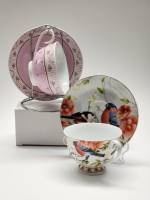 Чайные пары 2 шт с подставкой Розы Снегири 