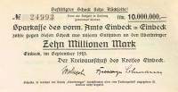 (№1923) Банкнота Германия 1923 год "10,000,000 Mark"