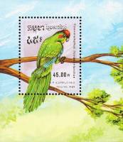 (№1989-164) Блок марок Камбоджа 1989 год "Redcrowned попугай Cyanoramphus novaezelandiae ", Гашеный