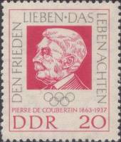 (1963-006) Марка Германия (ГДР) "Пьер Кубертен"    100 лет рождения III O