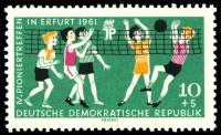 (1961-021) Марка Германия (ГДР) "Волейбол"    Пионеры ГДР II O