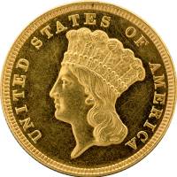 (1872) Монета США 1872 год 3 полдоллара   Золото Au 900  XF