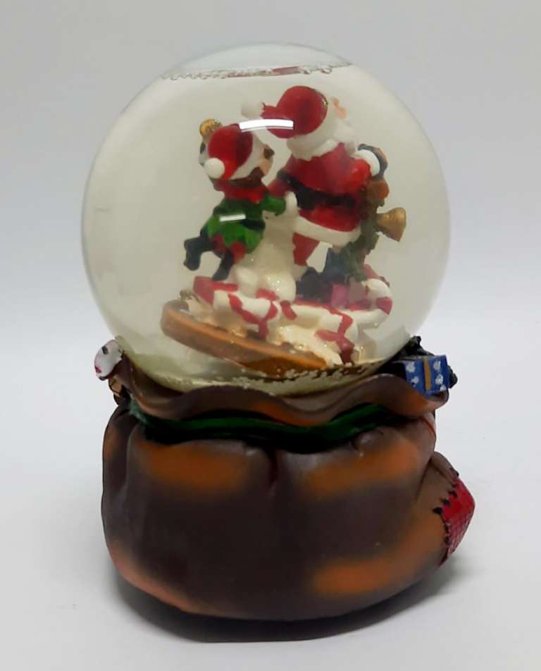 Новогодний сувенир, стеклянный, музыкальный шар, заводной, 15*10 см., Китай (сост. на фото)