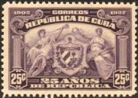 (№55) Марка Куба 1927 год "Оружия", Гашеная