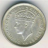 (1939) Монета Малайя 1939 год 10 центов "Георг VI"  Серебро Ag 750  UNC