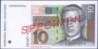 (,) Банкнота Хорватия 1995 год 10 кун "Юрай Добрила"   UNC