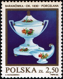 (1982-004) Марка Польша "Супница и соусник"    Польский фаянс II &Theta;