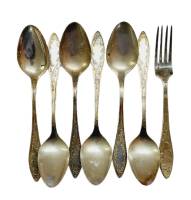 Набор столовых приборов, 7 предметов, мельхиор, МНЦ, СССР (сост. на фото)