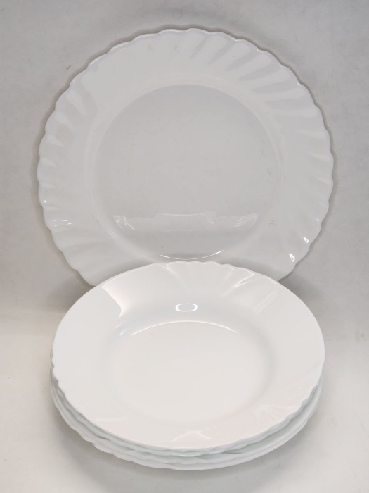 Тарелки 6 шт белые стеклокерамика рифленый край