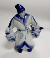 Фарфоровый сувенир "По щучьему велению", гжель.