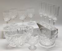 Бокалы салатники икорница праздничная новогодняя сервировка на 4 персоны хрусталь СССР 11 предметов