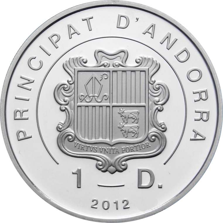 (2012) Монета Андорра 2012 год 1 динер &quot;Утка широконоска&quot;   PROOF