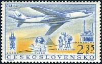 (1957-046) Марка Чехословакия "Ту 104А Прага, Каир, Бейрут, Дамаск"    Авиарейсы II Θ