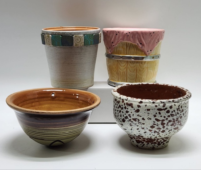 Горшки цветочные кашпо 4 штуки керамика