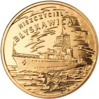 (233) Монета Польша 2012 год 2 злотых "Эсминец Молния"  Латунь  UNC