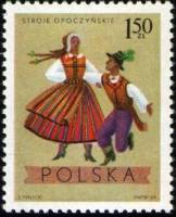 (1969-058) Марка Польша "Опочно, Лодзь"   Национальная одежда III O