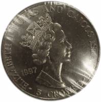 () Монета Острова Тёркс и Кайкос 1997 год 5 крон ""   UNC