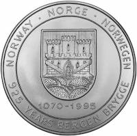 (№1994) Монета Норвегия 1994 год 5 Ecu (925 ЛЕТ БЕРГЕН БРИГГЕ)