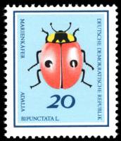 (1968-081) Марка Германия (ГДР) "Двухточечная коровка"    Насекомые II Θ