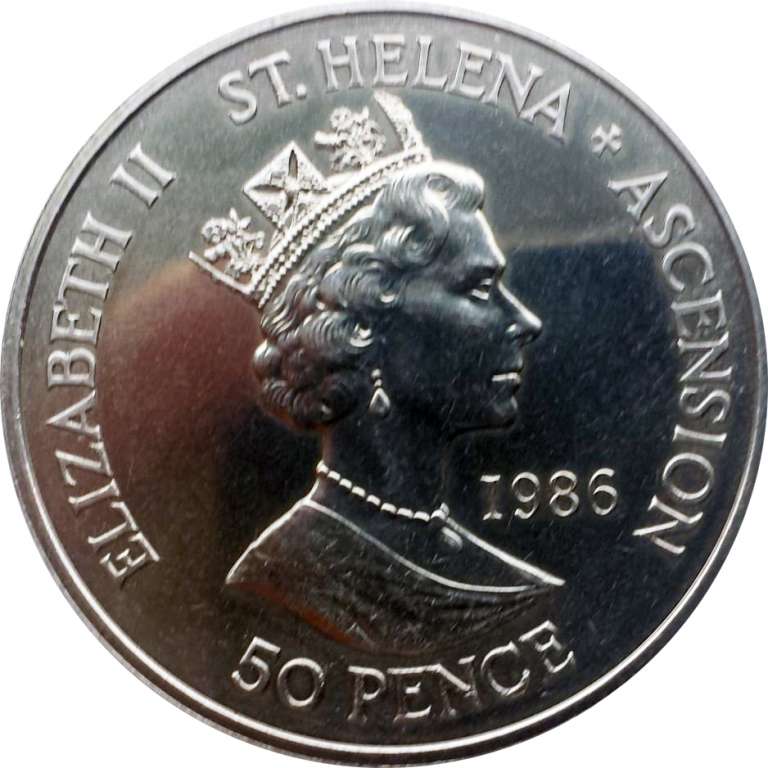 (1986) Монета Остров Святой Елены 1986 год 50 пенсов &quot;Наполеон. 165 лет со дня смерти&quot;   UNC