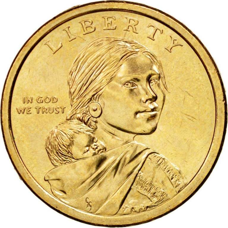 2011d Монета США 2011 год 1 доллар  Трубка мира Латунь  COLOR. Цветная