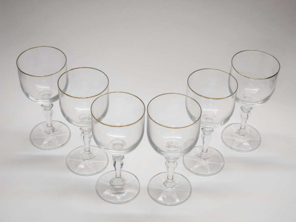 Набор бокалов, хрусталь, позолота СССР 6 шт