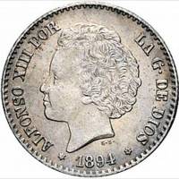 (№1894km703) Монета Испания 1894 год 50 Ceacute;ntimos