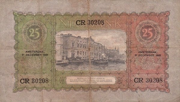 (№1921P-36a.6) Банкнота Нидерланды 1921 год &quot;25 Gulden&quot;