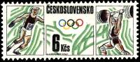 (1988-005) Марка Чехословакия "Метание диска, штанга"    Олимпийские игры в Калгари и Сеуле I Θ