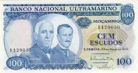 (№1972P-113a.1) Банкнота Мозамбик 1972 год "100 Escudos" (Подписи: Luís Pereira Coutinho - Camilo Af