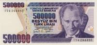 (,) Банкнота Турция 1998 год 500 000 лир "Мустафа Кемаль Ататюрк"   UNC