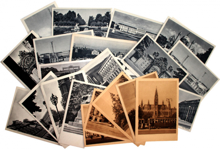 Набор черно-белых открыток &quot;Виды вены&quot; (24 штуки) Без обозначения года. Состояние на фото