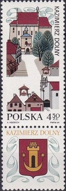 (1969-026) Марка + купон Польша "Рыночная площадь"   Туризм III &Theta;