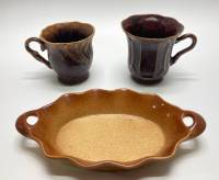 Блюдо + 2 кружки, керамика