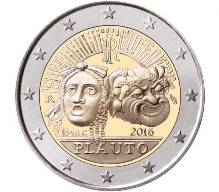 (020) Монета Италия 2016 год 2 евро &quot;Тит Макций Плавт&quot;  Биметалл  UNC