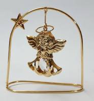 Сувенир Ангел 7,5*8 см  металл, покрытие золото 24 к  кристаллы Сваровски США  новый