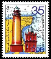 (1974-051) Марка Германия (ГДР) "Аркона 1827 и 1902"    Маяки III Θ