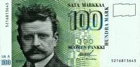 (1986 Litt A) Банкнота Финляндия 1986 год 100 марок "Ян Сибелиус" Ollila - Koivikko  UNC