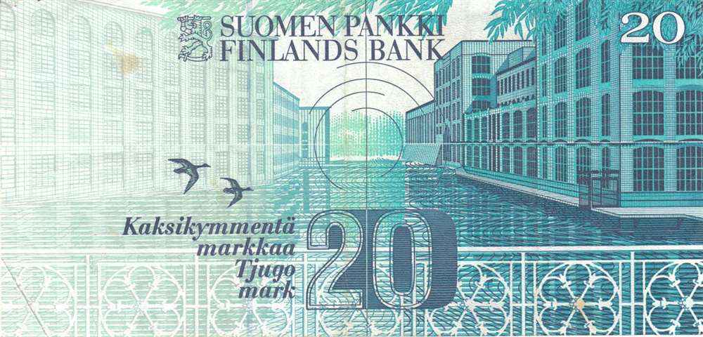 (1993 Litt A) Банкнота Финляндия 1993 год 20 марок &quot;Вяйнё Линна&quot; Louekoski - Koivikko  VF