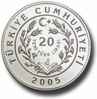 () Монета Турция 2005 год 20  ""   Биметалл (Серебро - Ниобиум)  AU