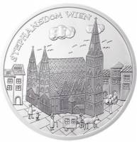 (028, Ag) Монета Австрия 2015 год 10 евро "Собор святого Стефана"  Серебро Ag 925  PROOF