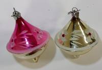 Набор ёлочных игрушек "Юла", 2 шт, стекло, 8 см., СССР (сост. на фото)