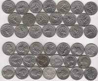 (20 монет) Набор монет США 1965-1998 год "25 центов Вашигтон, смесь годов"   VF