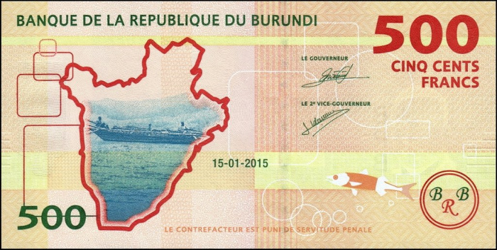 (2015) Банкнота Бурунди 2015 год 500 франков &quot;Карта&quot;   UNC