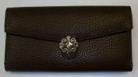 Кошелёк женский "Fuerdanni" Кожзам, 1 отделение, Клепка, Коричневый, Золотая застежка